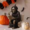 Halloween Toilet Grim Reaper Figurine Home Decor Resin Sculpture Middle Finger Decoration Crafts Figurines