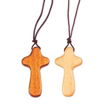 Catholic Wood Cross Pendant Necklace for Women Men Fashion Wooden Crosses Choker Jewelry Gift Car Rearview Ornaments