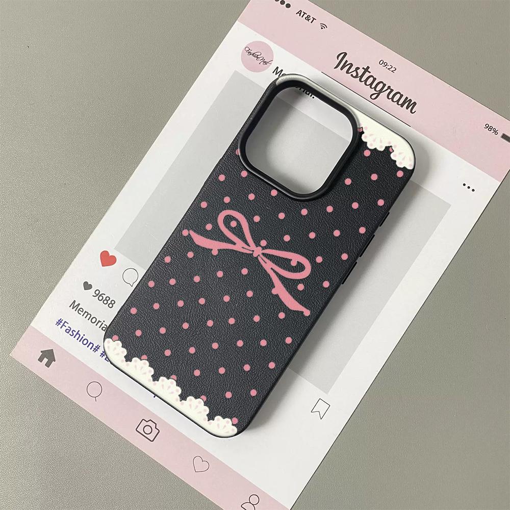 

Polka dot pink bow Phone Case For iPhone 17 17Air 13 Pro 16 15 14 11 12 Pro Max Soft Anti-fall Protection Bumper Cover Funda iPhone XR