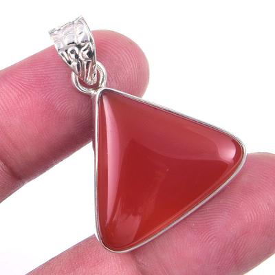 Natural Carnelian Gemstone Handmade 925 Solid Sterling Silver Pendant 1.25" D7E04