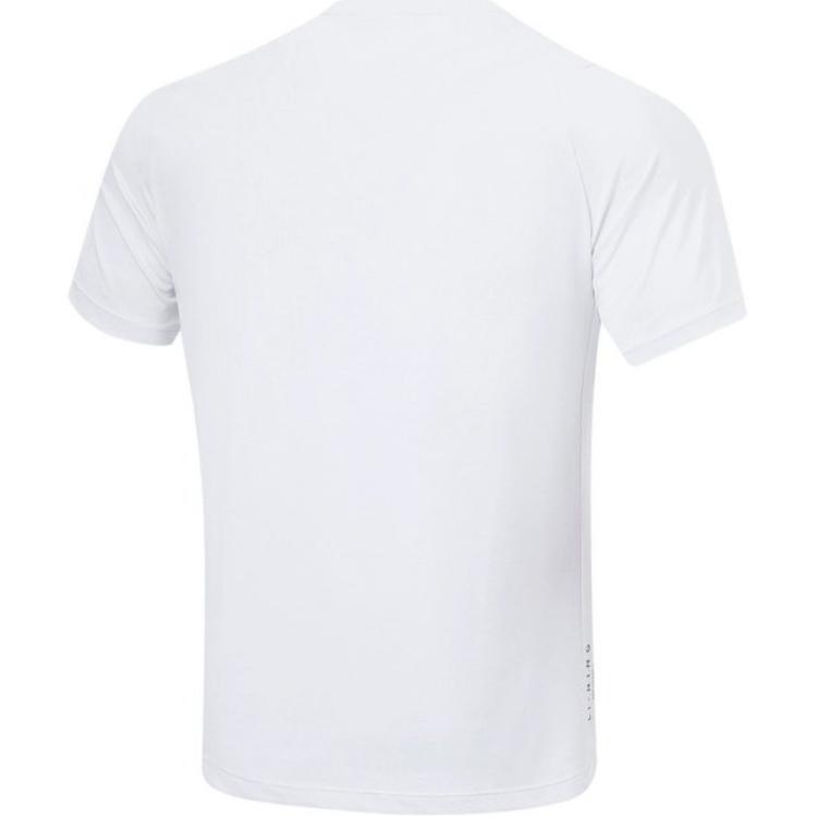 Li Ning Fitness Series Solid Color Round Neck Comfortable Versatile Breathable Casual Short Sleeve T-Shirt Men Tops Standard-White ATST023-1