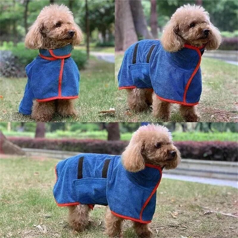 Towel Bathrobe Dog Microfibre Bath Robe Pet Super Absorbent  Drying Coat