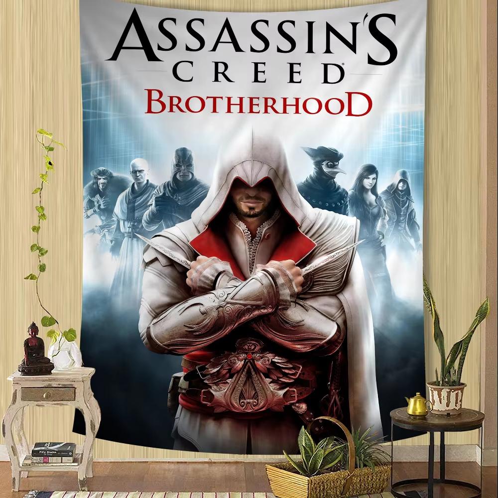 Jmg Household Supplies Unisex Assassin‘s Creed Inspired Tapestry, Japanese Anime Wall Art Hanging For Fans Bedroom Dorm Gaming Room Decor