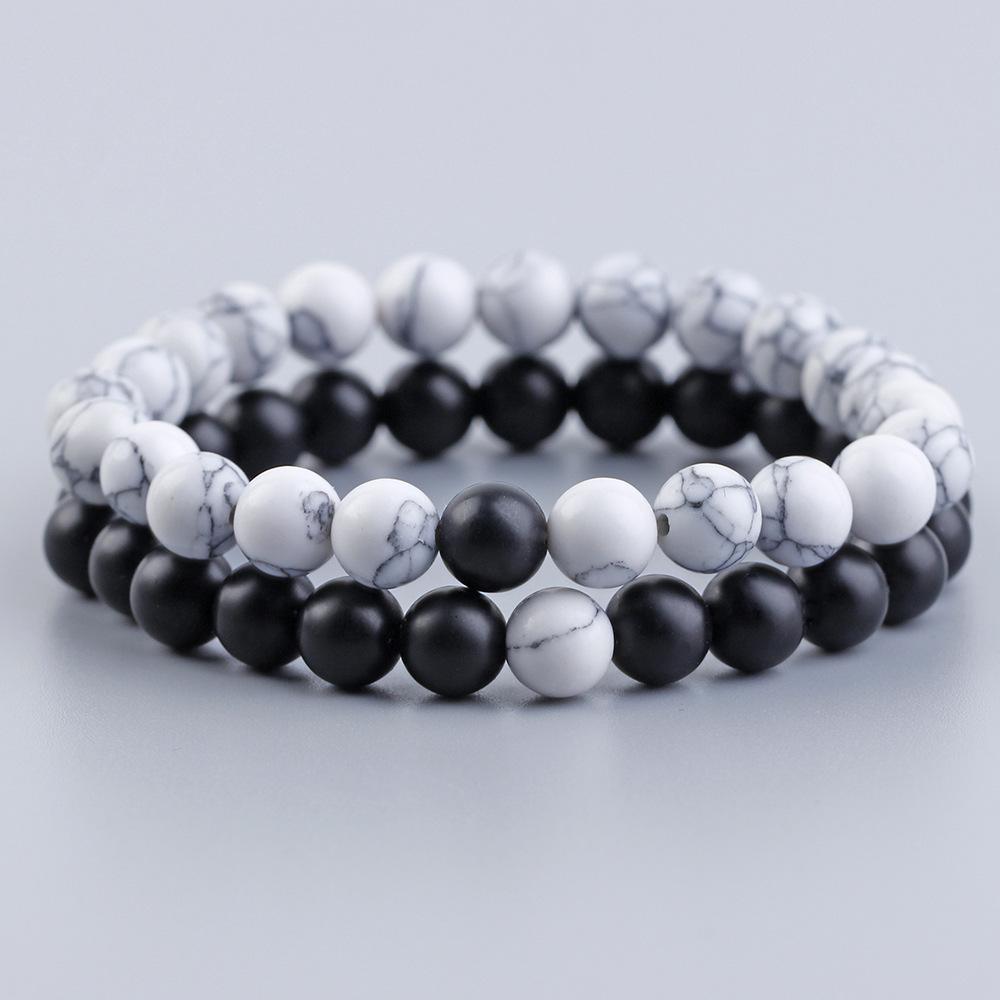 

8MM Volcanic Rock & White Turquoise Couple Bracelet
