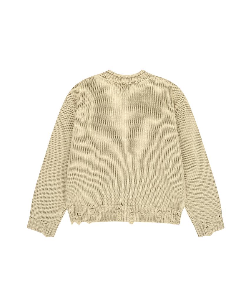 Opeunyadeu(Owai) Heart Stitch Destroyed Knit - Ivory