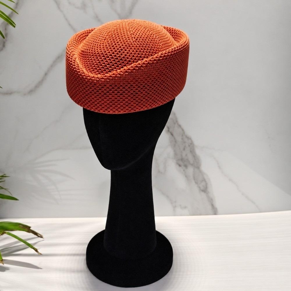 Solid Color Mesh Beret Hat Hollow Casual Stewardess Cap Fashion Knitted Beanie Women