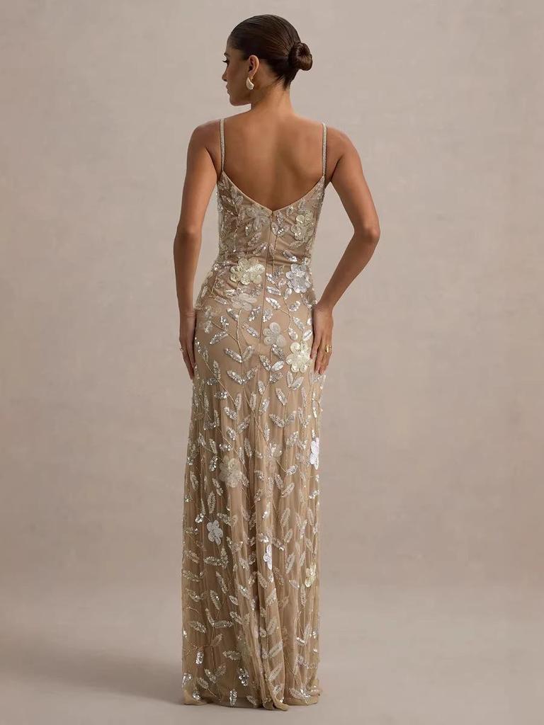 2026 Glamorous Sequin Strapless Fishtail Gown – Women's Sexy Spaghetti Strap Evening Dress