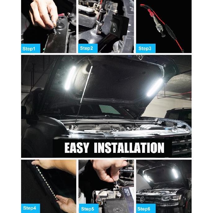 Under Hood Light Under Hood Led Light Kit for Car Engine Bay Led Light Kit Car Hood Work Lights Pection Lights with Automatic On/Off, Universal Fits
