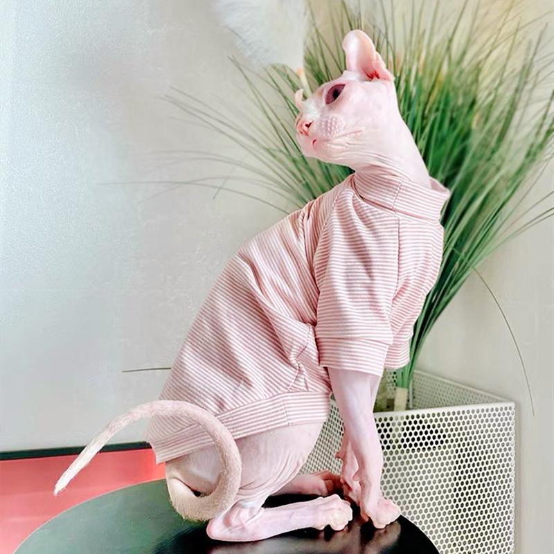 Cotton Sphinx Cat Dog Clothes For Small Puppy Hairless Cat Sweatshirt Clothing Stripe Pet Costume Kittens Jumpsuit Autumn Winter
