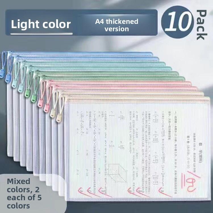 10PCS Zipper Mesh Bags A4/A5 Plastic Zipper Bags For Organizing Zipper Mesh Bags Waterproof Clear Travel Bags Office Supplies Document