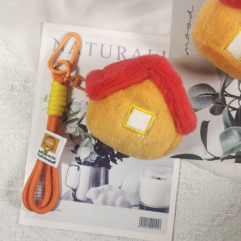 PP Cotton House Shape Plush Keychain Fluffy House Car Keyring  Kids Gifts