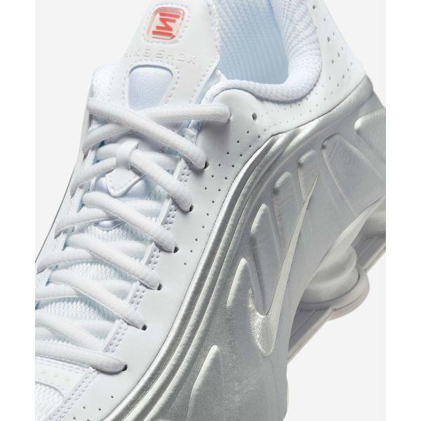 Nike Shox R4 Beyaz Metalik Gümüş 2024 Erkek Spor Ayakkabı Parlak-Kırmızı HQ1988-101