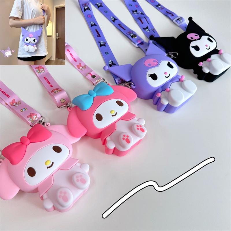 Q Uncle Autentica Borsa a Tracolla in Silicone 3D Jelly Kuromi Sanrio Piccola Dimensioni Carina e Adorabile Viola