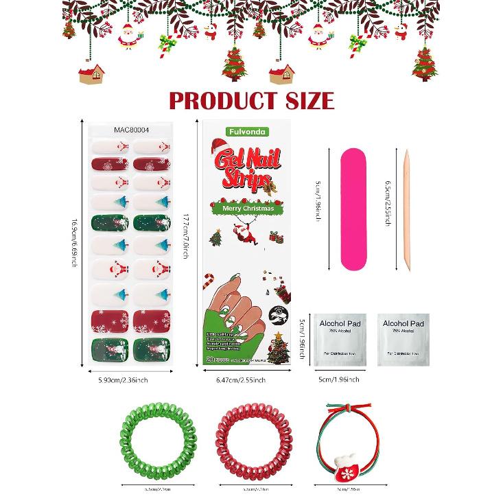 

різдвяні наклейки для нігтів жіночі,напівзатверділі гелеві смужки для нігтів різдвяні,Наклейки з гелем для нігтів для різдвяної вечірки,20 шт. Гелеві обгортки для нігтів,Санта Сніговик