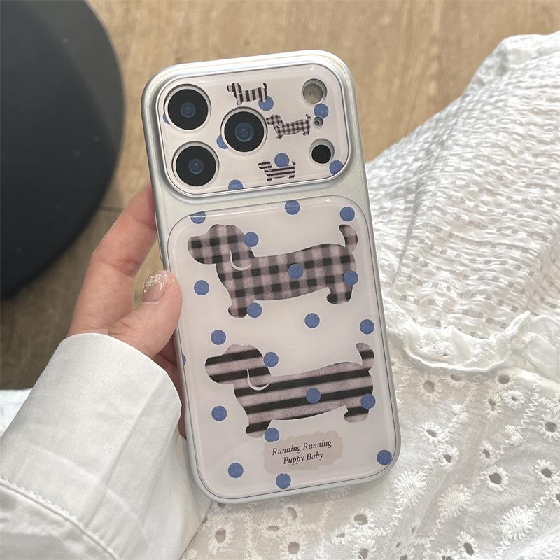 

Polka Dot & Stripe Dachshund iPhone Case for 17, 16 Pro Max, 15, 14 - Premium Feel iPhone 14 Pro