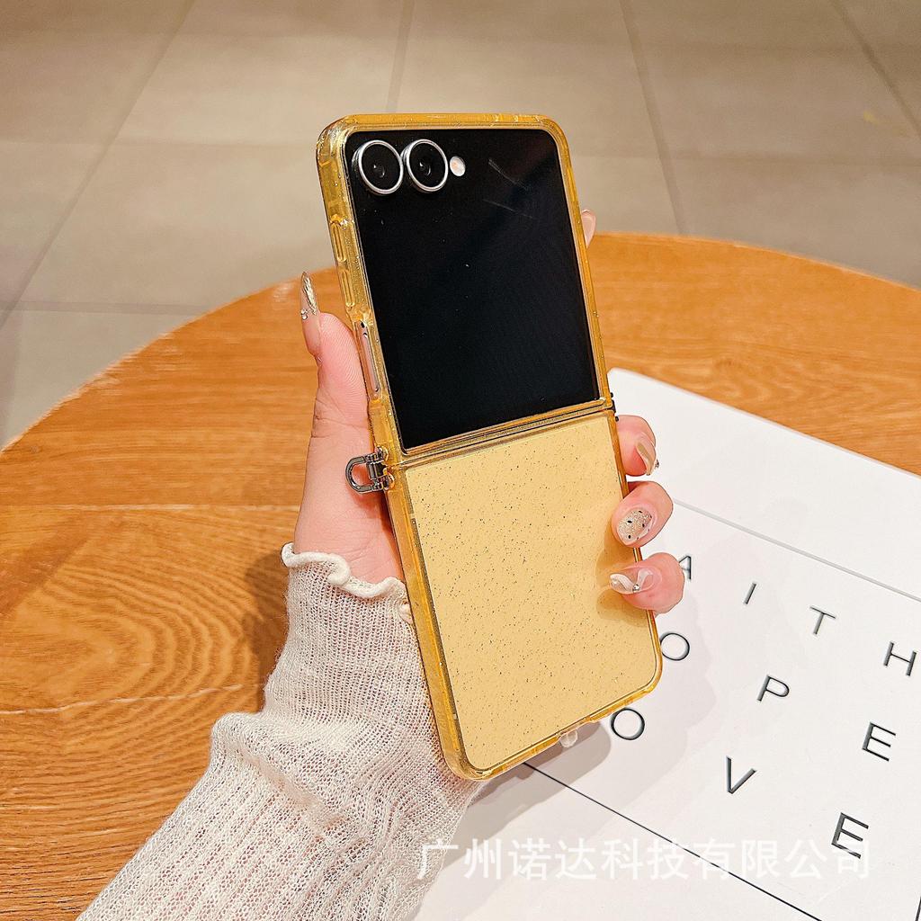 Transparent Glitter TPU Case for Samsung Z Flip7, Moto, Huawei, and Xiaomi Foldable Phones