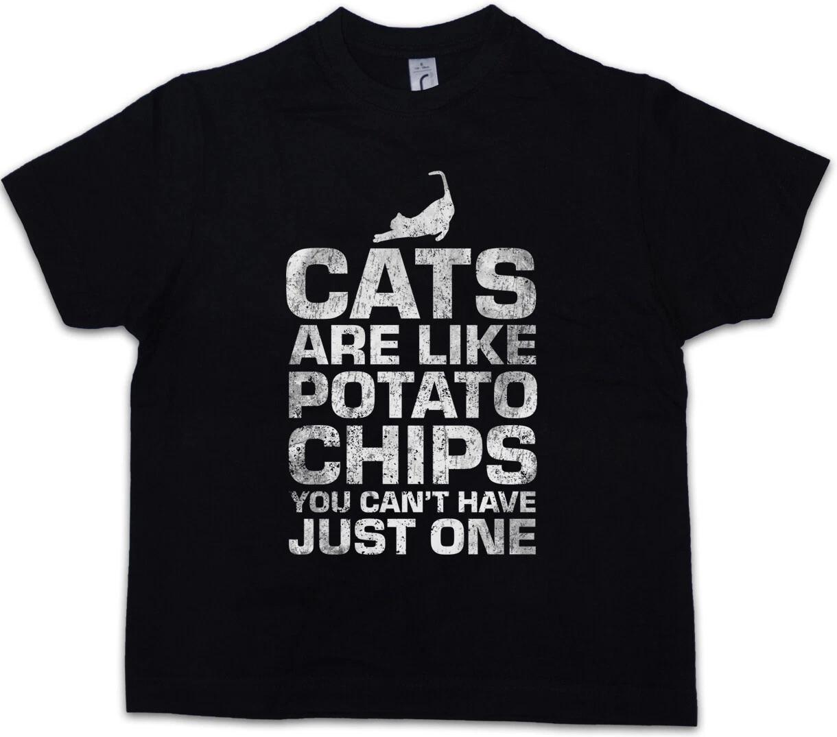 

Cats Are Like Potato Chips Kids Boys kids boys T-Shirt Just One Cat Lover Fun Love 120