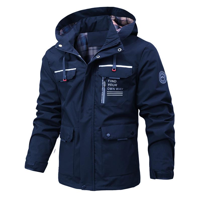 Male Spring/Fall Single-Layer Lightweight Hooded Trench Coat Youth Windproof Waterproof Outdoor Hiking Jacket