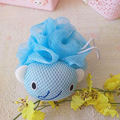 Bath Ball Cute Cartoon Shower Puff Loofah Body Scrubber PE Tool for Cleaning Bathing Blue Elephant