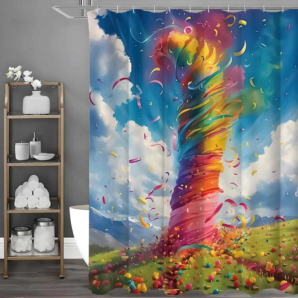 Cartoon Dazzle Tornado Shower Curtain, Bathroom Decorative Shower Curtain, Waterproof Shower Curtain with Hooks