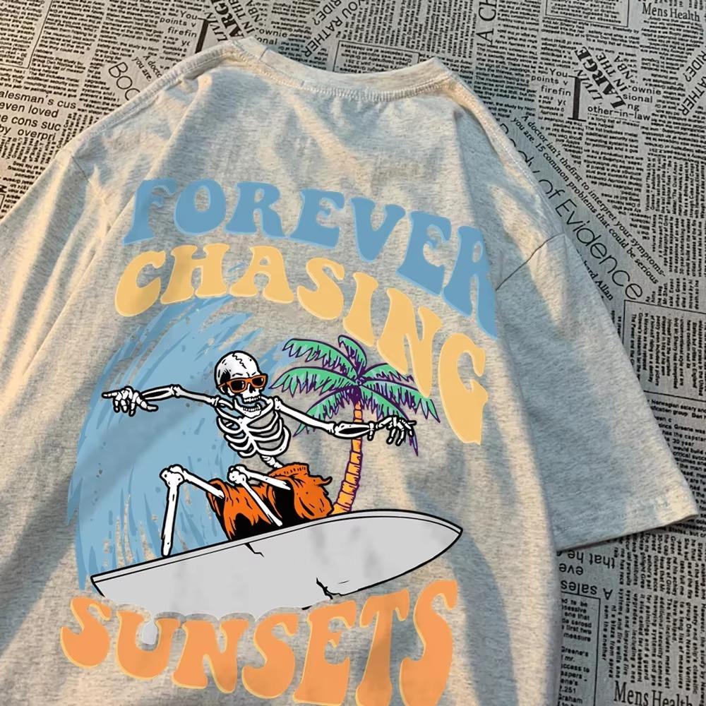 Forever Chasing Sunsets Fun Pattern Clothing Men Casual Cotton Tshirt Casual Crewneck Streetwear Harajuku Summer T-Shirts Women