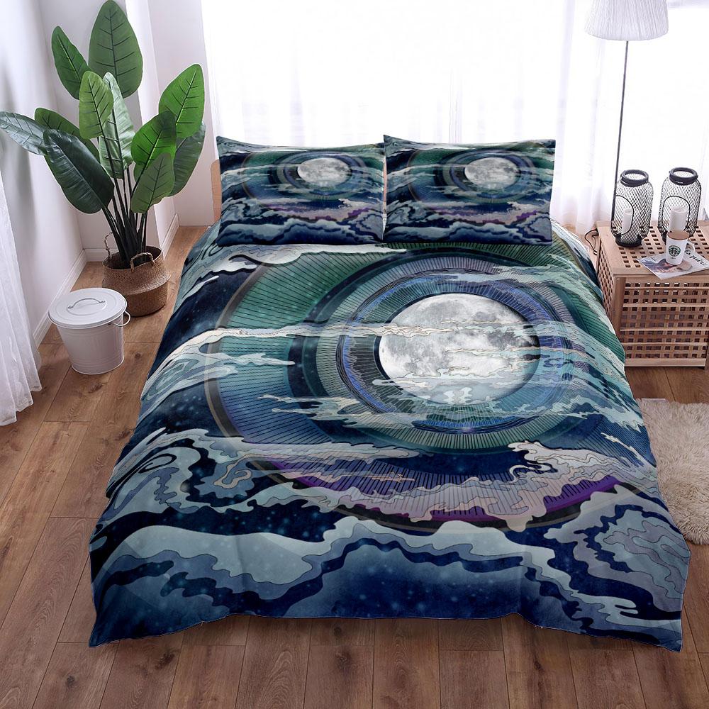 Glitter on Celestial Moon Duvet Cover Set King Queen Double Full Twin Single Size Bed Linen Set