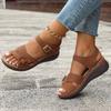 2024 Hot Selling Fashion Women's Sandals Open Toe Wedge Heel One-line Buckle Solid Color Comfortable Women's Sandals Zapatos