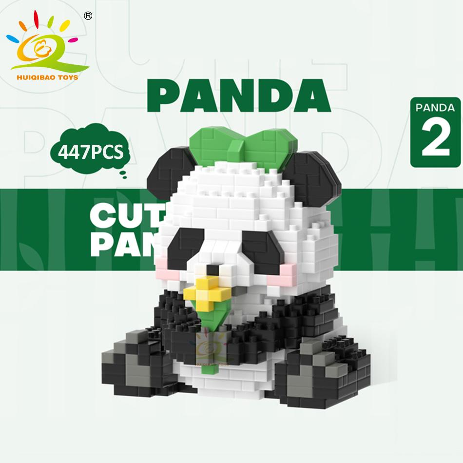 Non-Toxic Diy Cute Panda Shape Micro Model Building Blocks Set City Creativity Zoo Animal Mini Bricks Toys For Children Kid Gift