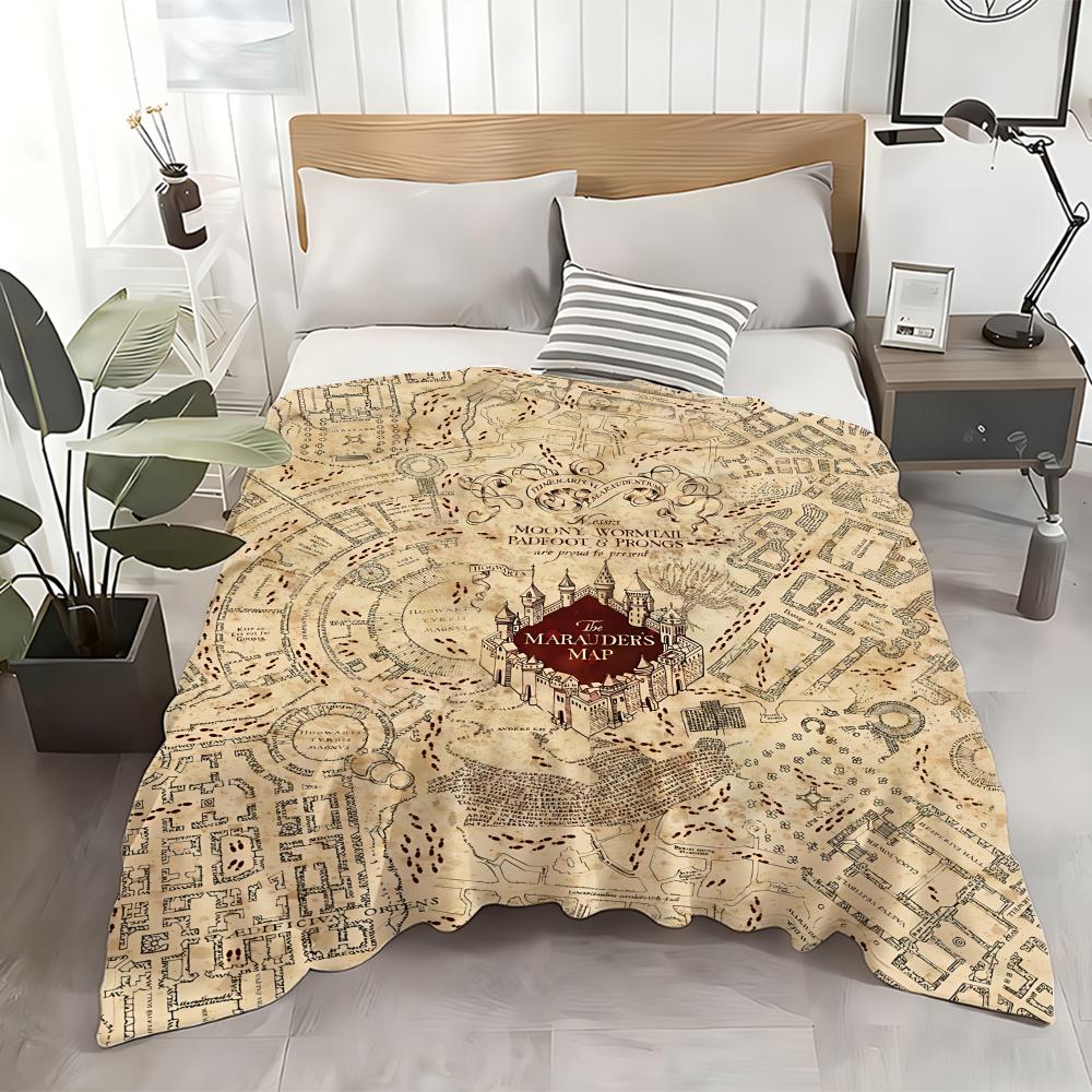 The Marauder's Map Throw Flannel Throw Blanket: Soft Kid-Friendly Warm Anti-Static All Season Washable Couch Bed Home