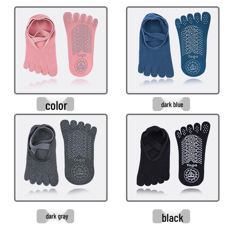 Five-Toe Anti-Slip Yoga Socks with Heel Protection Gel for Indoor Fitness and Dance