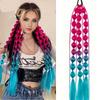 Fashion Colored Hair Extensions for Women Kids Handmade Braided Bubble Ponytail Extension Girls Ombre Long Hair with Hair Tie