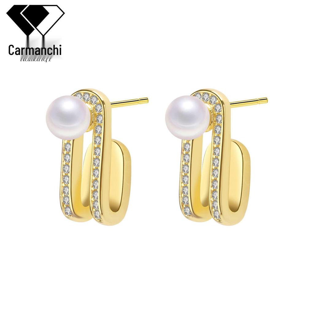 Elegant Pearl Stud Earrings: High-End European & American Fashion Accessory