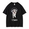 Clairo Cute Cat Listening To Music Funny Meme T Shirts Men Women Casual Fashion Short Sleeve T-shirts Male Cotton Oversized Tees