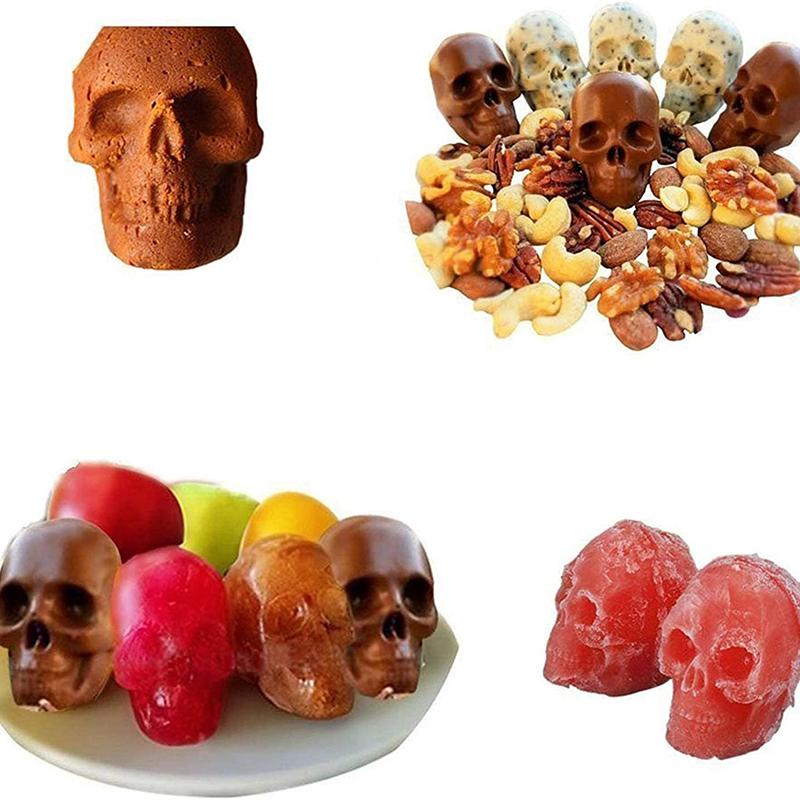 Halloween 10 Cells 3D Skull Ice Cube Mold Silicone Ice Cube Tray Ice Cube Maker DIY Whiskey Ice Ball Mold Chocolate Pastry Mould