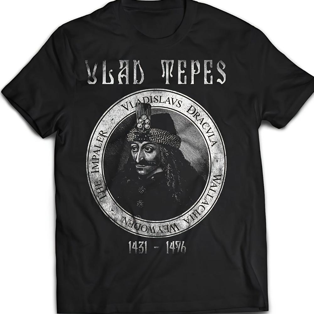 Herren-Harajuku-T-Shirt mit Retro-Print von Vlad dem Pfähler Herren-T-Shirt für