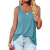 Summer Women's Sleeveless Square-neck Solid-color Vest T-shirt