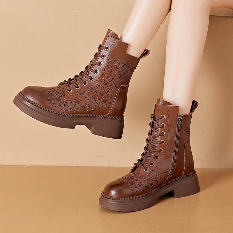 Winter Shoes Boots Women Large Size  Non-slip Women's Snow Boots Genuine Leather Warm Women's Ankle Boots