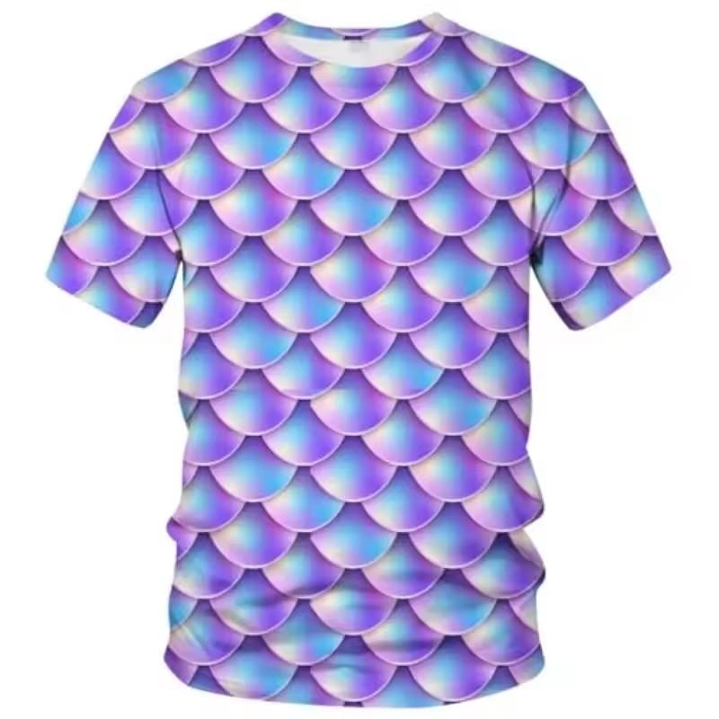Funny Fish Scale Pattern 3D Print Tshirt Men and Women Summer Fashion Personality O Neck Short Sleeve T Shirt Casual Tee Top