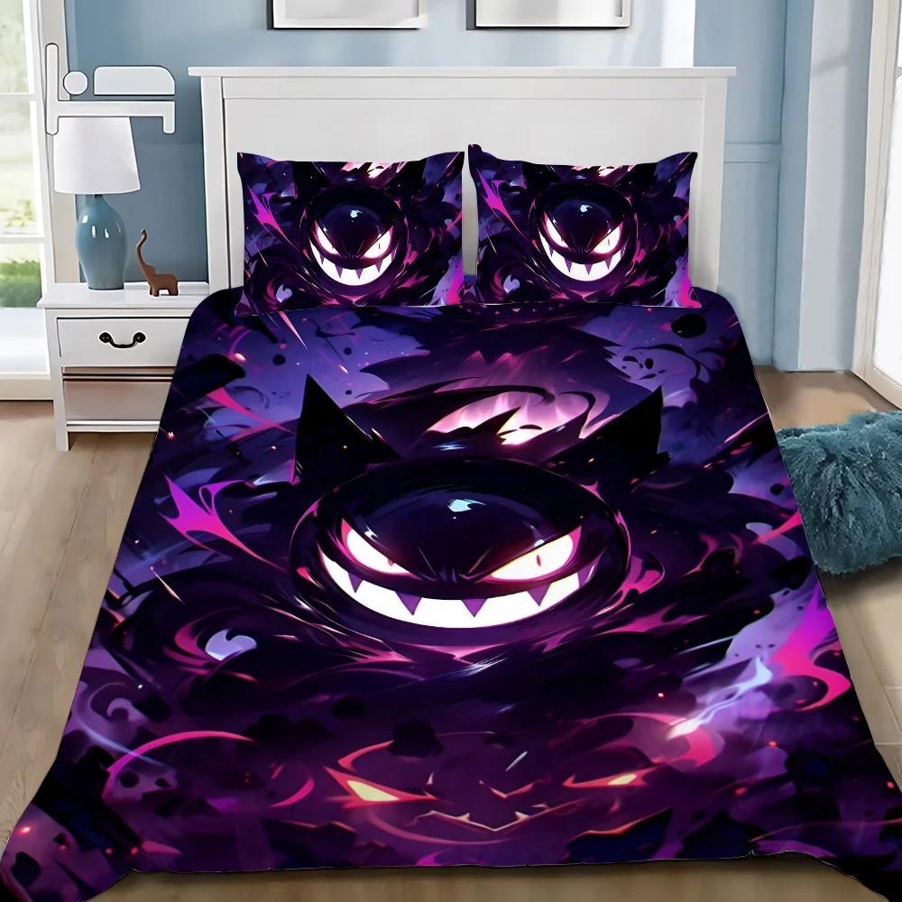 Kreslené Roztomilé Zlé Pok é mon Mikrovláknové Ložní Soupravy, Dětský Narozeninový Dárek se Zipem Pokojová Dekorace pro Náctileté Dospělé Povlečení na Přikrývku