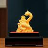 Wealth Ascending Snake Fortune Bag Figurine, Premium Sandblasted Metallic Sandy Finish, Oriental Feng Shui Art Style Decor, Prosperity
