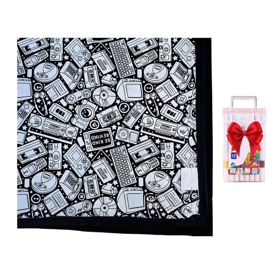 DIY Coloring Blanket Color Your Own Blanket Art Project with Markers Washable Color Art Craft Throw Blanket for Home Decor Holiday Party Activity