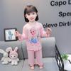 Girls Cute Cartoon Princess Mermaid Pajama Set Two Piece Loungewear
