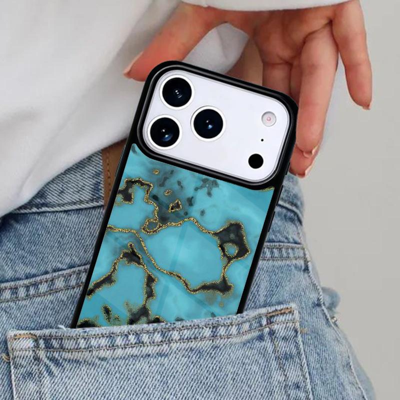 Turquoise Stone Marble Pattern Phone Case for iPhone 17ProMax 12 13 14 15 16e 17 Pro Max Plus Air Cover