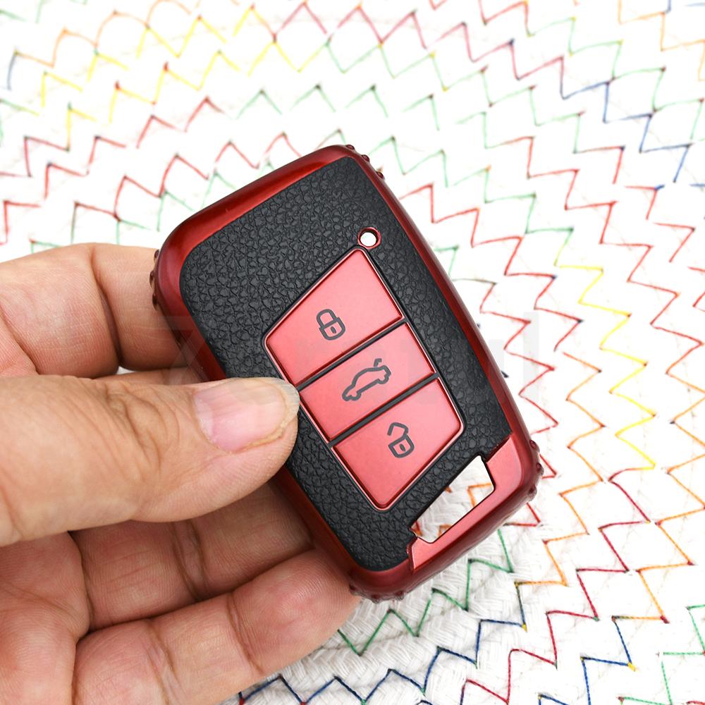 Leather Tpu Car Key Case Full Cover Auto Shell Fob For Volkswagen Vw Tiguan Mk2 Magotan Passat B8 Cc For Skoda Superb A7
