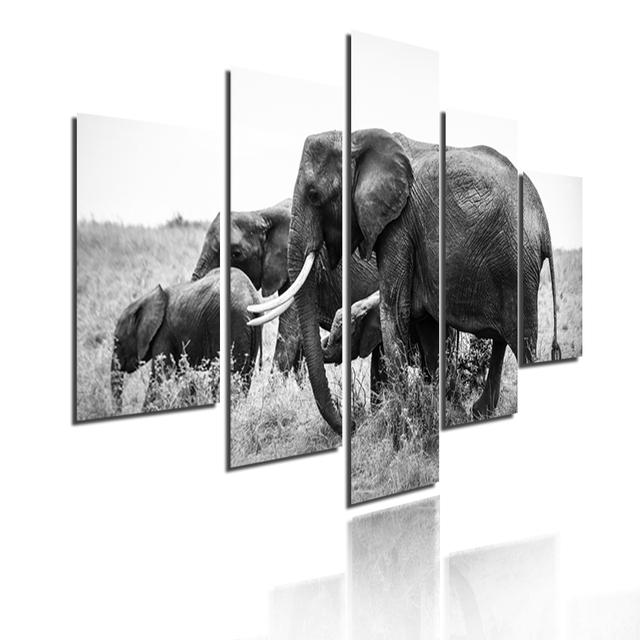 Minimalist Animals Poster Lion Leopard Orangutan And Elephant Canvas Painting 5 Pieces Modular Picture Print Wall Art Home Decor