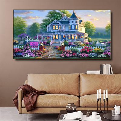 5d Diy Diamond Painting Kit Flower Garden House Scenery Full Diamond Embroidery Wall Cross Stitch Living Room Art Home Decor