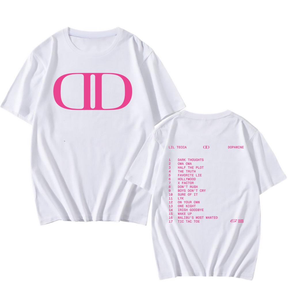 Lil Tecca DOPAMINE Camiseta del Álbum Impresión Gráfica de Rapper Camisetas de Moda Camiseta de Algodón de Manga Corta Unisex Streetwear Hip Hop Camisetas para Hombre