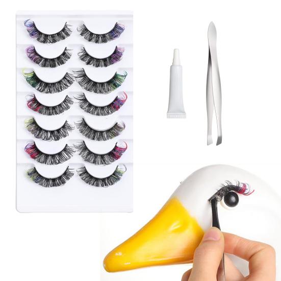 

1 Set Porch Goose Eyelashes Kit with Tweezers Glue Colorful