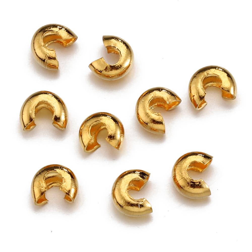 100pcs/20pcs Gold Color Stainless Steel Open Crimp End Beads Covers Stopper Spacer Beads for DIY Jewelry Making Wholesale