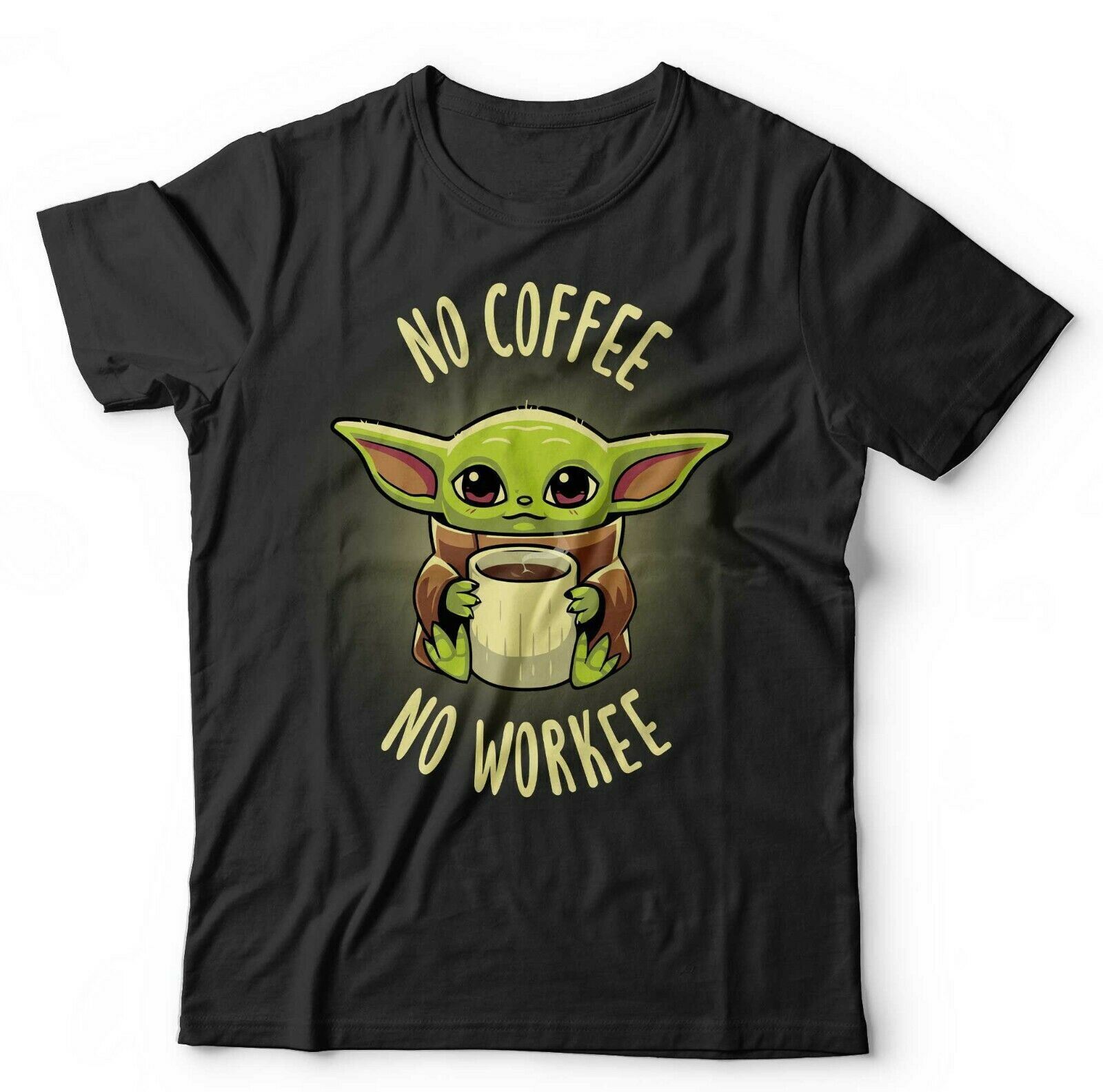 Yoda Tshirt No Coffee No Workee Unisex Funny Cute Cartoon S разноцветный